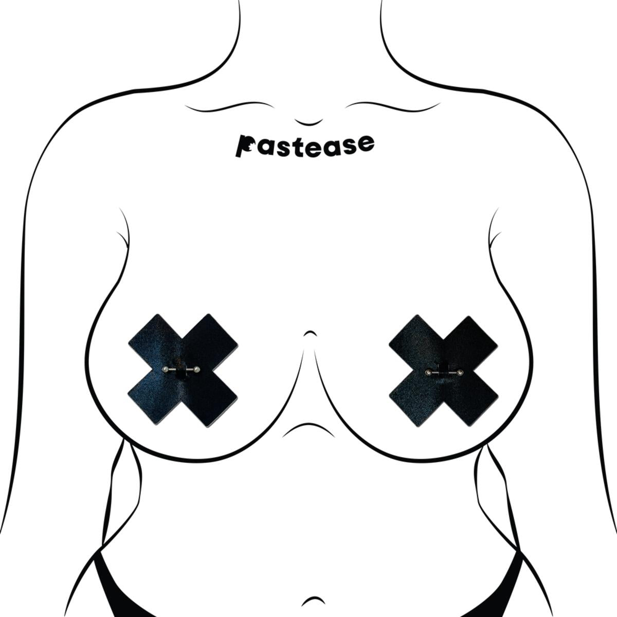 Liquid Black Cross Pierced Pasties