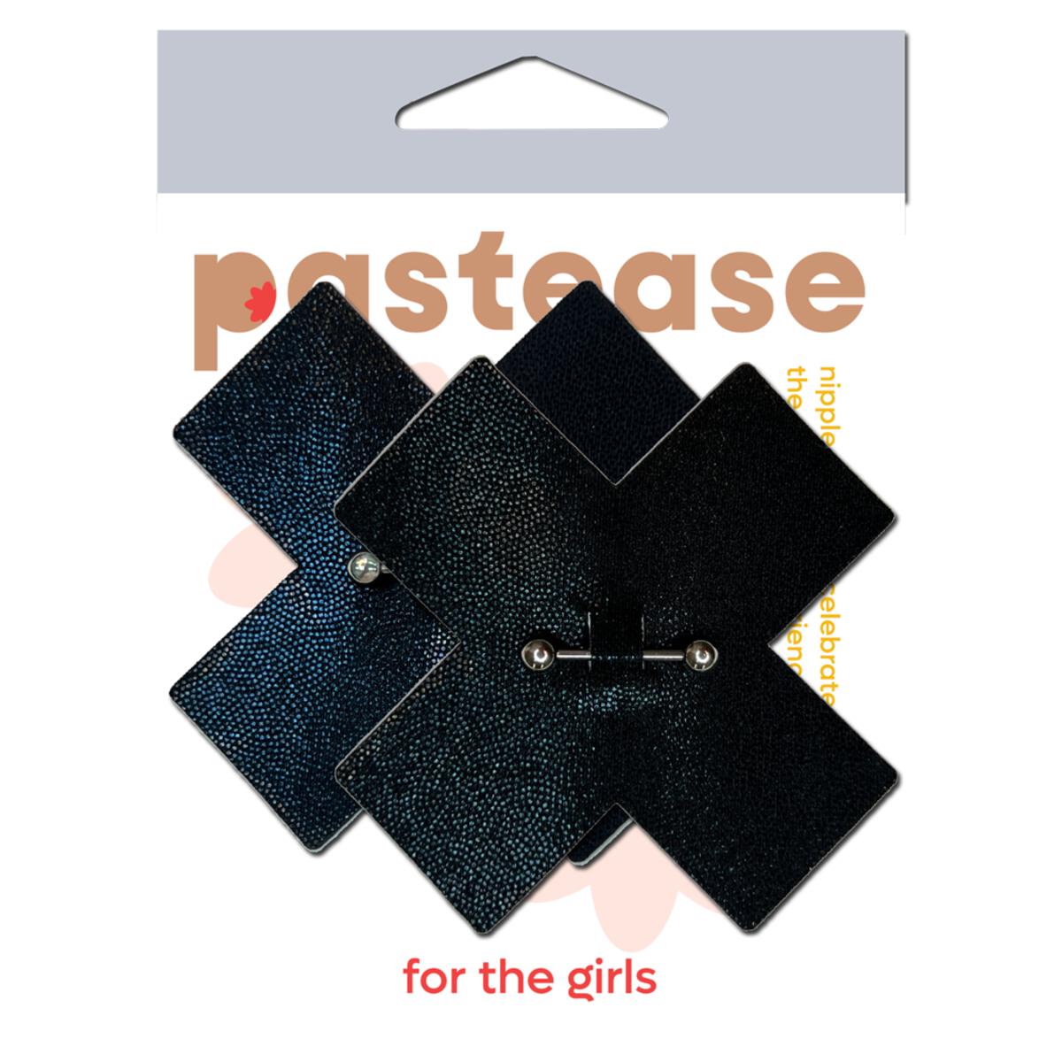 Liquid Black Cross Pierced Pasties