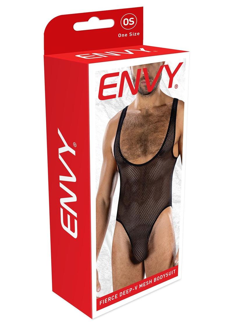 Fierce Deep-V Mesh Bodysuit - One Size Fits Most
