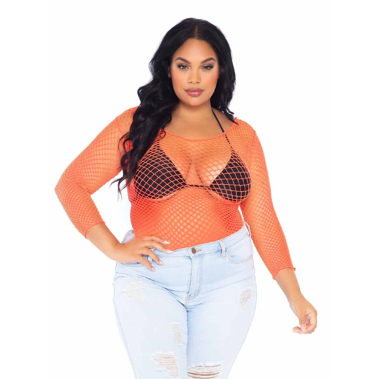 Spandex Long Sleeve Industrial Net Top - Curvy