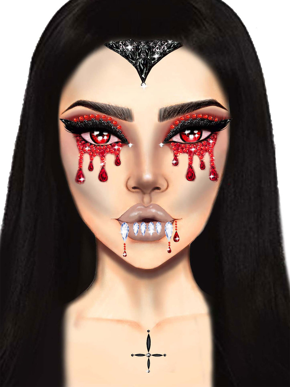 Vampire Face Adhesive Jewel Set