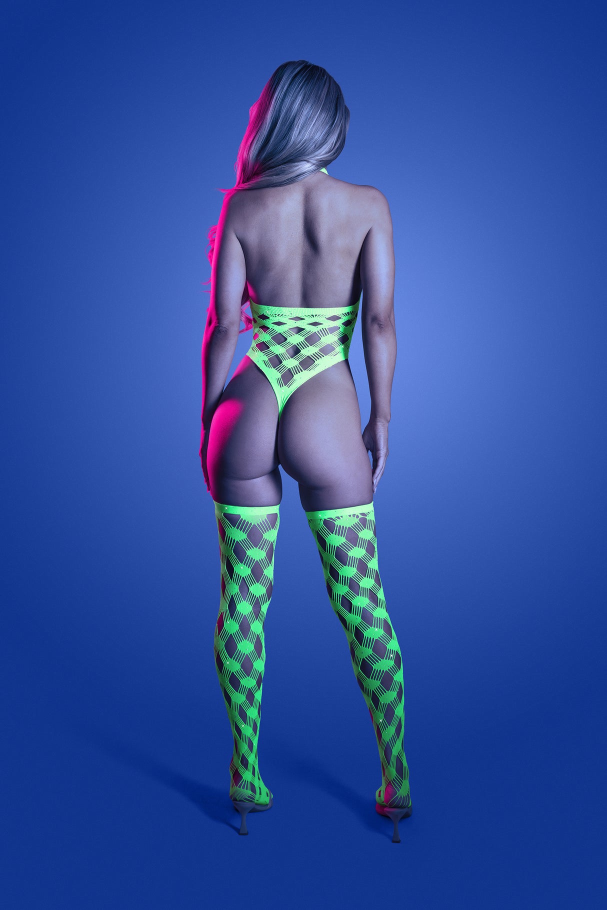 Adrenaline Neon Green Net Bodysuit Set - One Size Fits Most