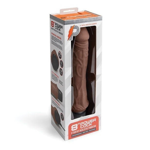 Realistic Girthy Vibrator Mocha 8 Inch