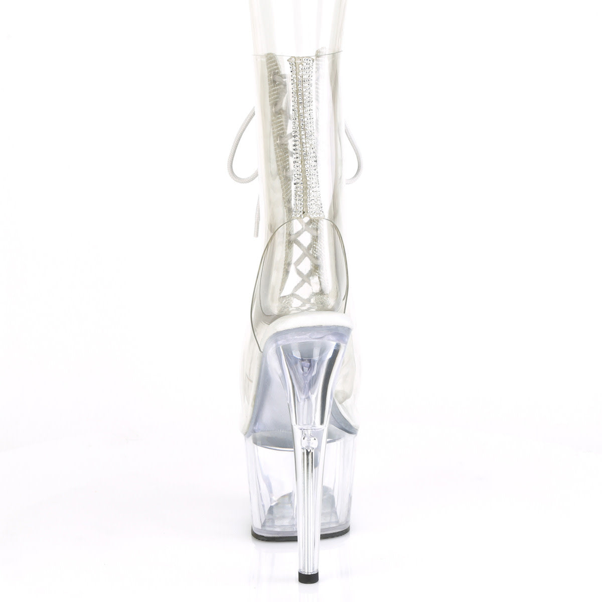 7" Clear Stiletto Open Toe/Heel Bootie with Rhinestone Accents