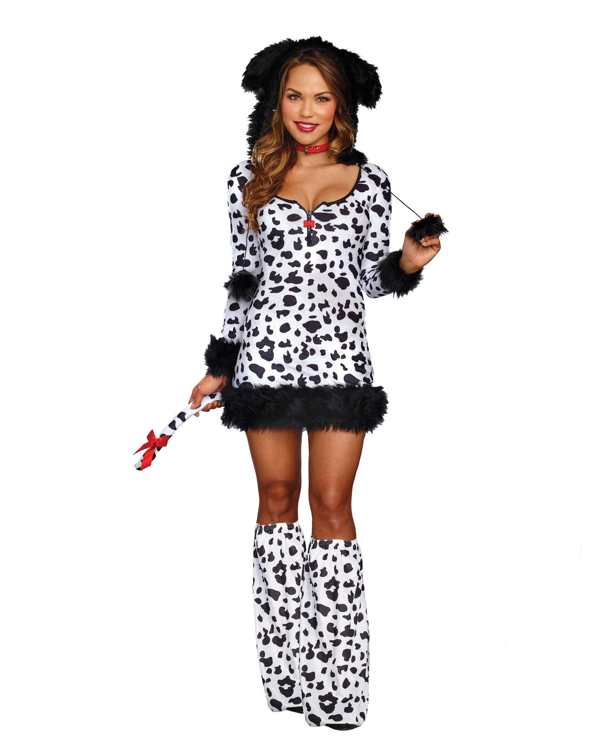 Dalmatian Mini Dress, Red Collar and Boot Cover Set