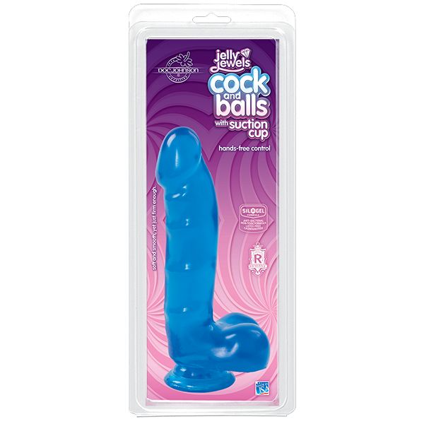 Jelly Jewels - Cock And Balls With Suction Cup - Blue