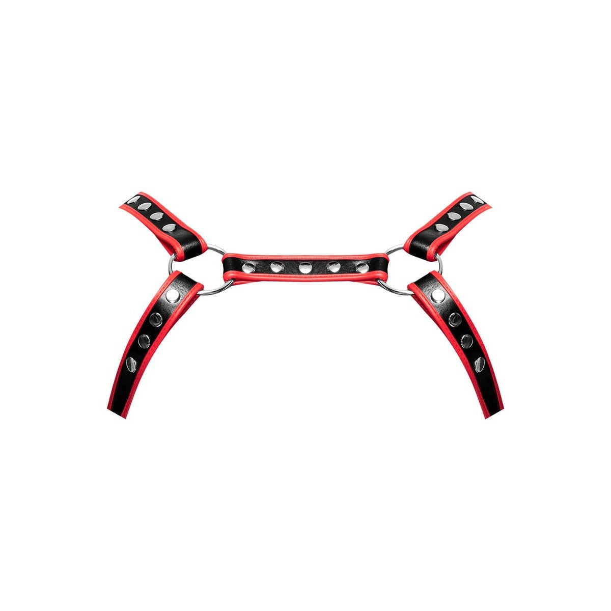 Leo Studded Chest Harness - Black/Red