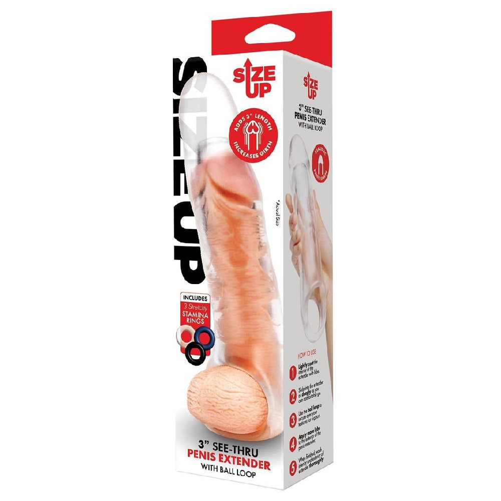 Clear Penis Extension With Loop 3-Inch Girthy