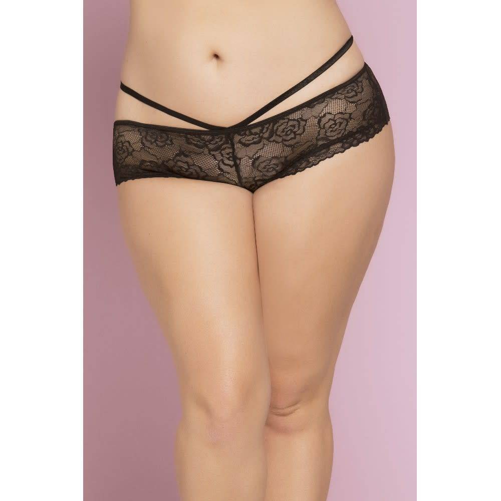 Lace Cheeky Panty with Criss-Cross Straps - Curvy