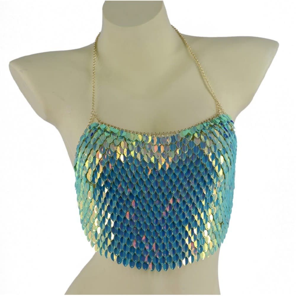 Iridescent Leaf Halter Top