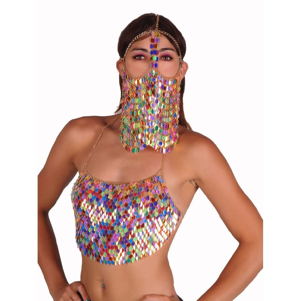 Iridescent Leaf Halter Top