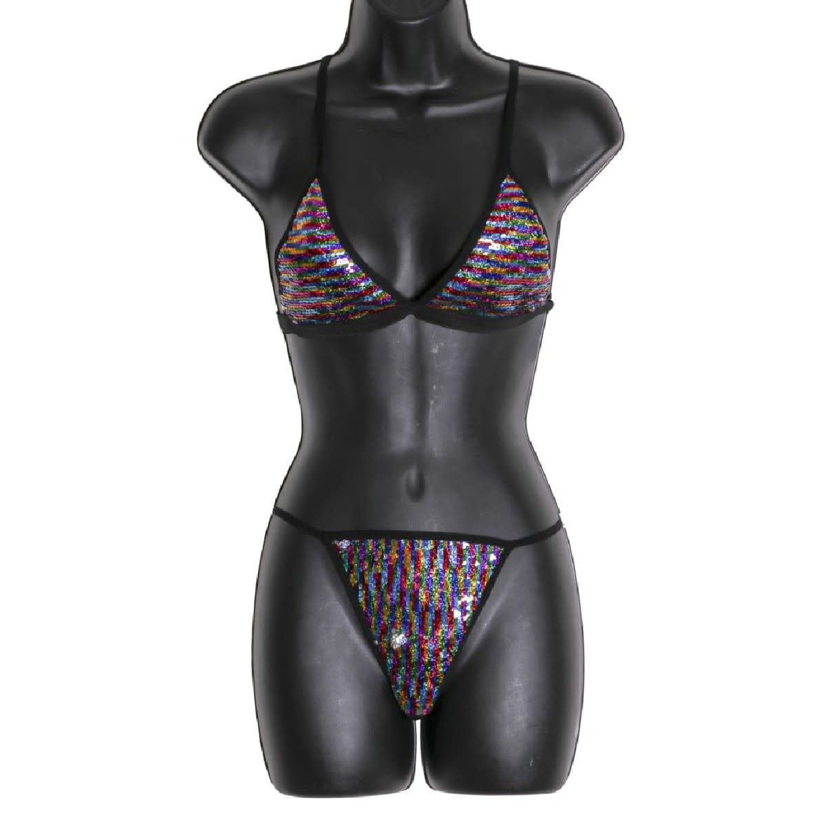 Silver Multi Sequin Bikini Set