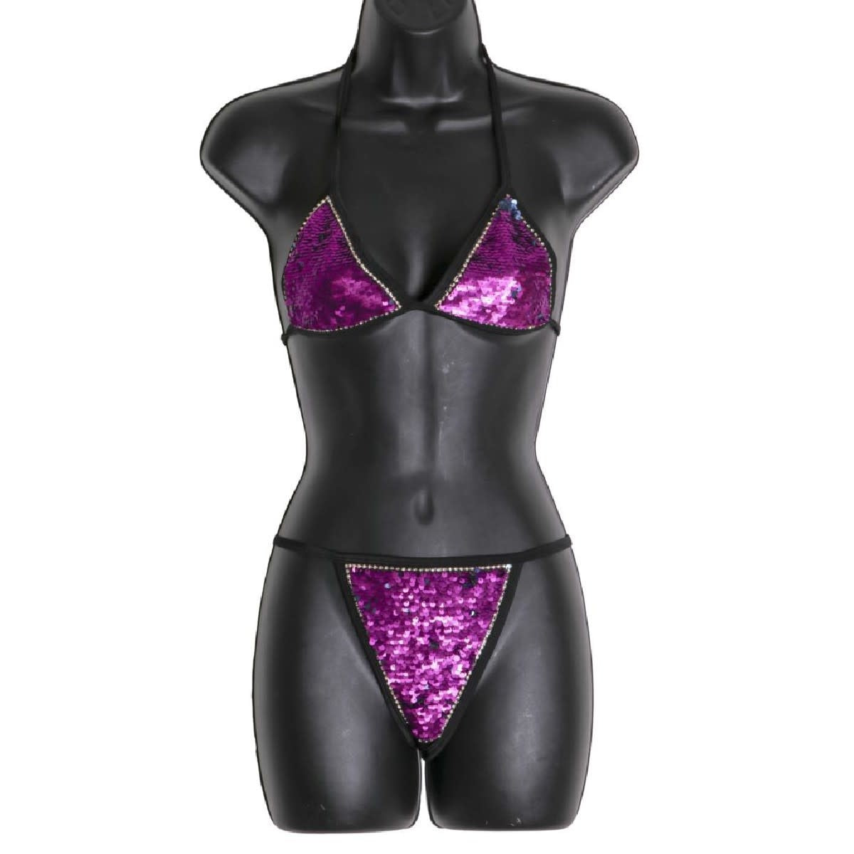 Purple Multi Sequin Bikini Set