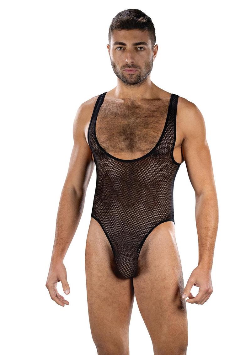 Fierce Deep-V Mesh Bodysuit - One Size Fits Most