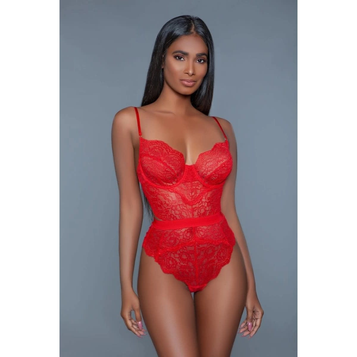 Sheer Lace Teddy with Cutouts