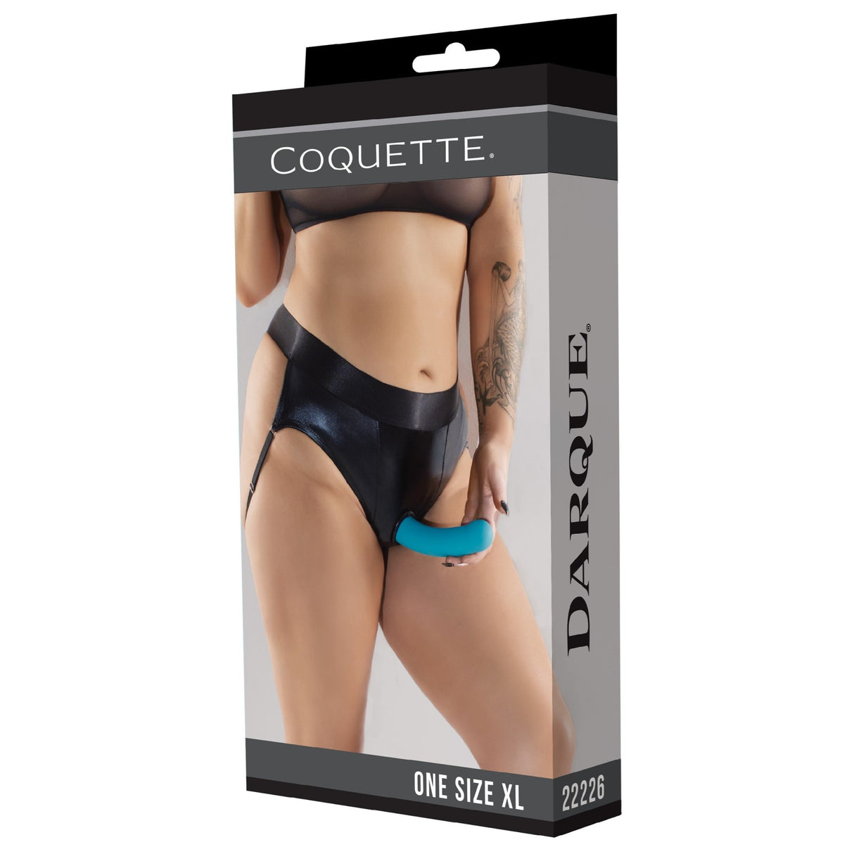 Wet Look Harness Thong - Plus Size