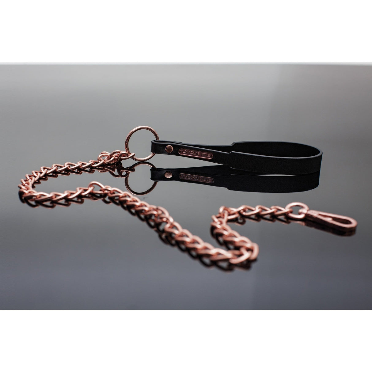 Pleasure Collection Rose Gold Leash - Black