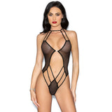 Strappy Mesh High Neck Teddy - One Size Fits Most