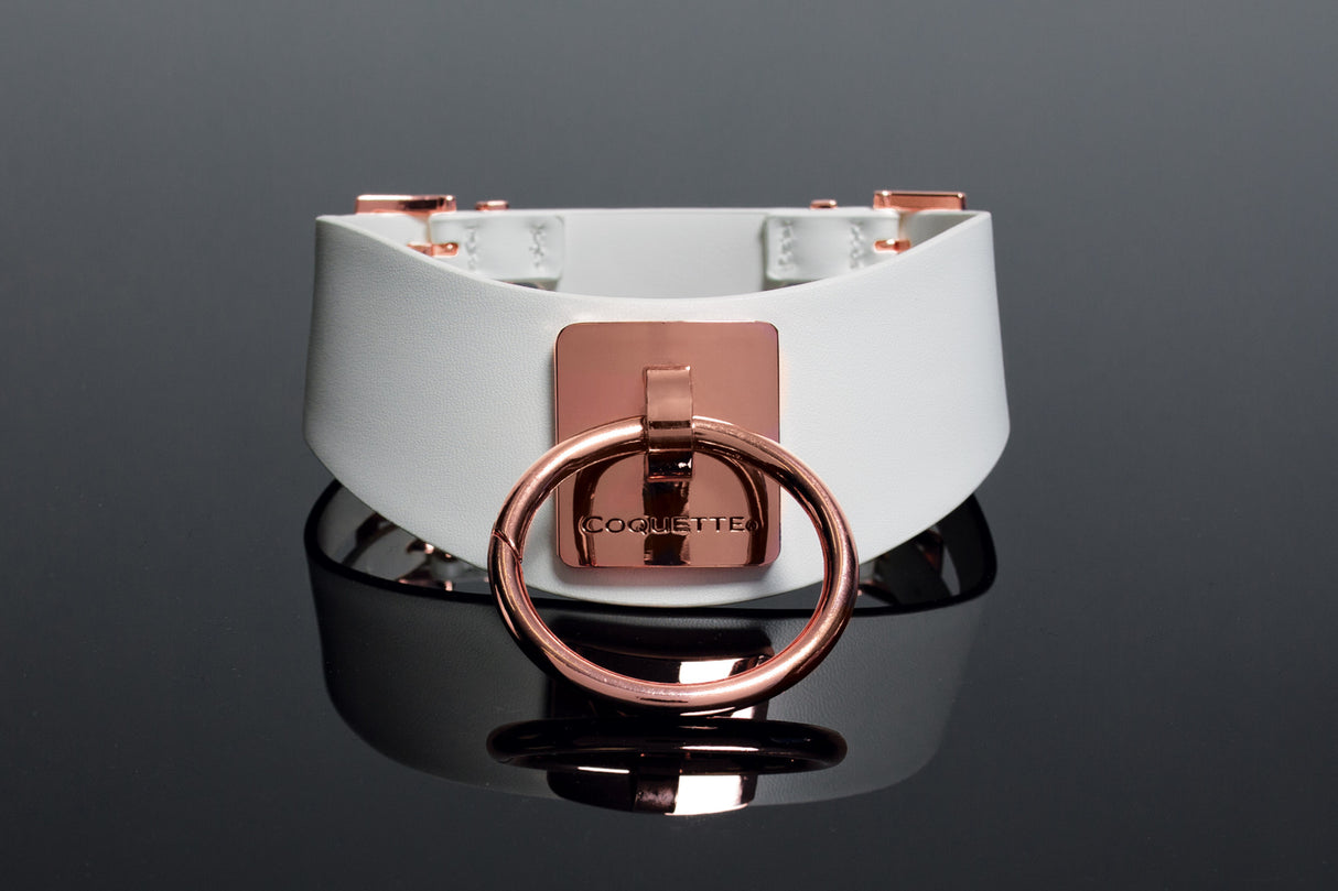 Pleasure Collection Rose Gold O-Ring Collar - White