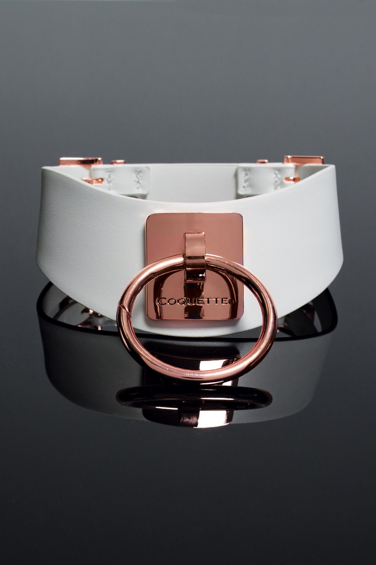 Pleasure Collection Rose Gold O-Ring Collar - White