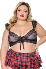 Sweet Lace Cap Sleeve Bralette - Curvy