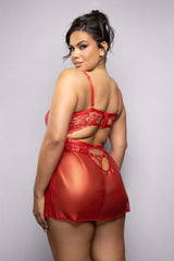 Ruby Red Lacy Flyaway Babydoll Set - Curvy