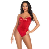 Sequin Boned Bodysuit with Detachable Clear Straps