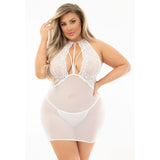 White Hot High Neck Chemise Set - Curvy