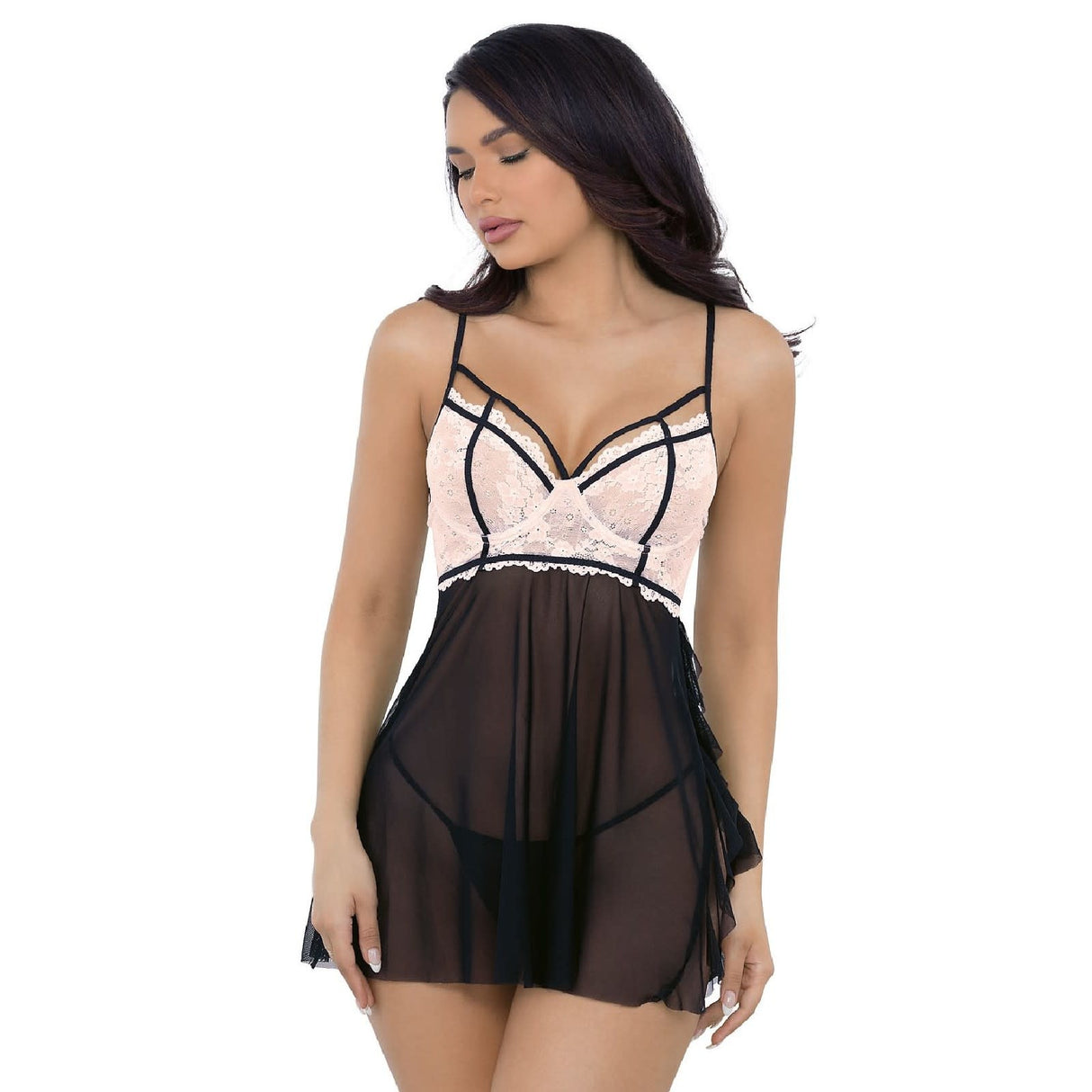 Strappy Cup Side Slit Babydoll