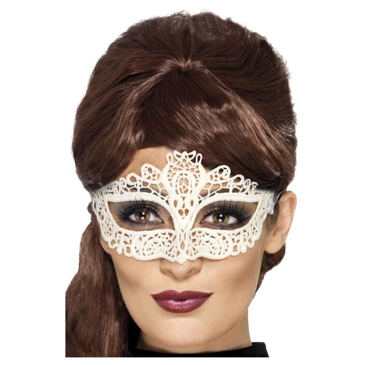 White Embroidered Lace Filigree Eye Mask