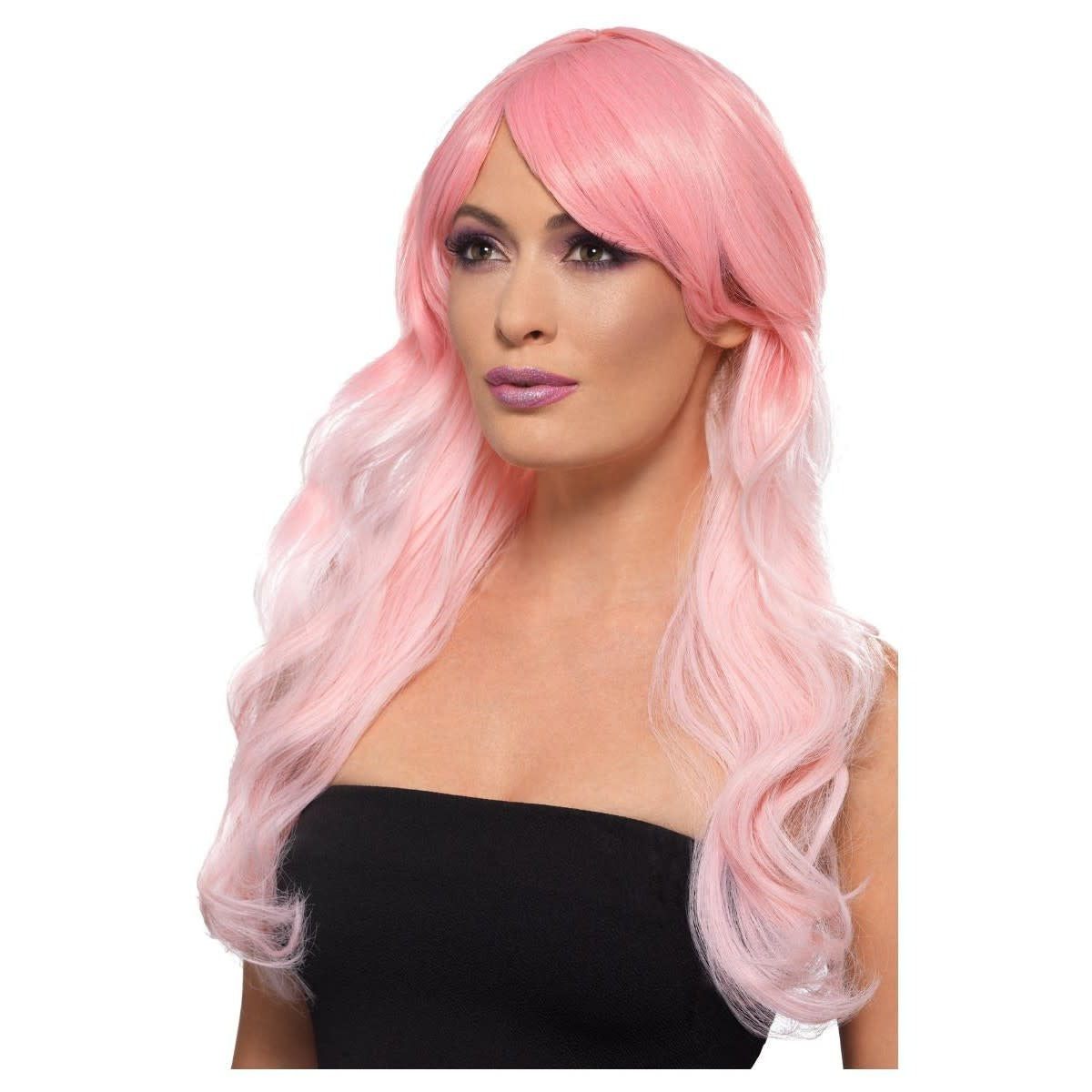 Long Wavy Pink Ombre Wig