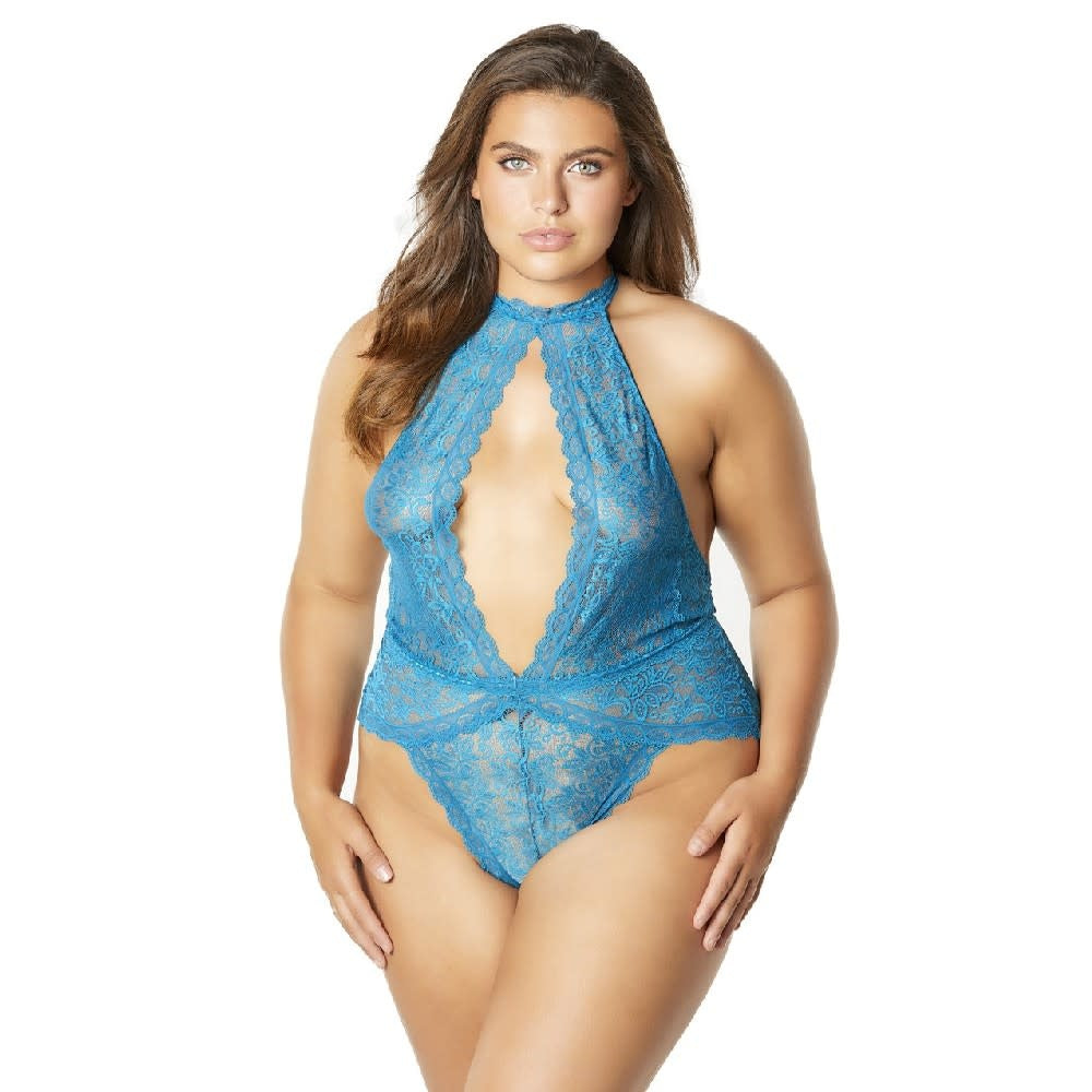 Soft Lace Collared Teddy - Curvy