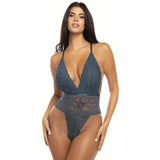 Peacock Blue Strappy Back Scalloped Lace Teddy