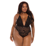 Black Strappy Back Scalloped Lace Teddy