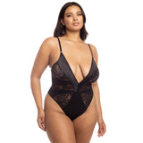 Amaya Stretch Satin and Snakeprint Mesh Teddy - Curvy