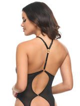 Animal Print Burnout Open Back Teddy with Cutouts