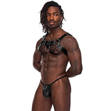 Aries Leather Studded O-Ring Harness - Black