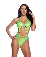 Strappy Shimmer Cutout Bodyuit with O-Ring Detail