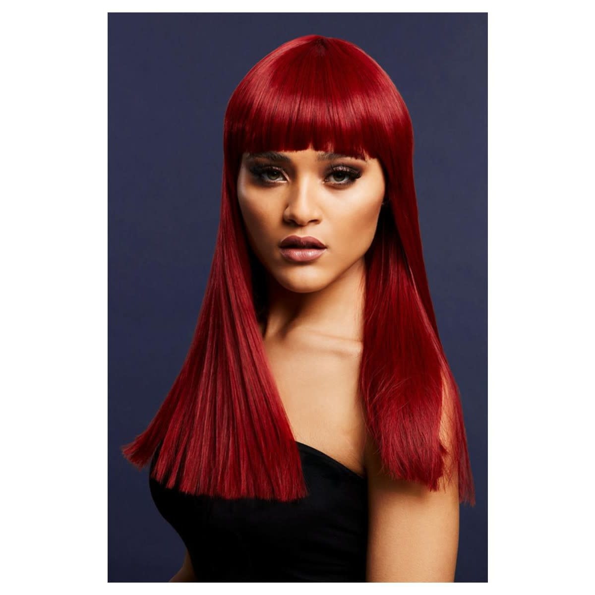 Ruby Red Long Blunt Cut Alexia Wig