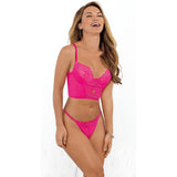 Neon Lace and Mesh Longline Top and Panty Set