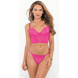 Neon Lace and Mesh Longline Top and Panty Set