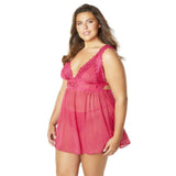 Mesh and Lace Empire Waist Babydoll - Curvy