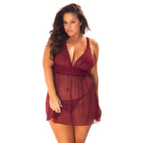 Mesh and Lace Empire Waist Babydoll - Curvy