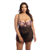 Nadia Floral Embroidered Underwire Babydoll Set - Curvy