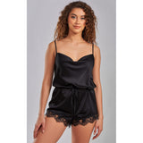 Soft Satin and Lace Cowl Neck Romper