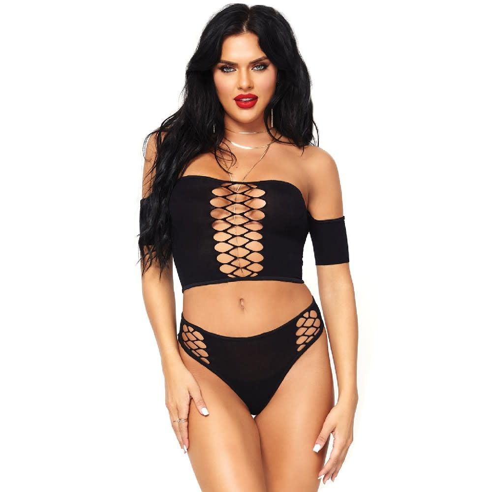 Opaque Netted Two Piece Set