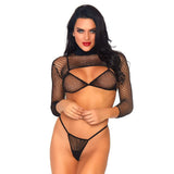 Black Fishnet Three Piece Set