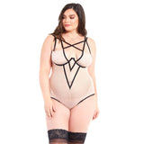 Strappy Dot Mesh and Lace Teddy - Curvy