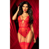 Red Romance Underwire Teddy with Heart Charms