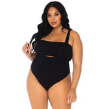 Two Piece Opaque Bandeau and Suspender Bodysuit - Curvy